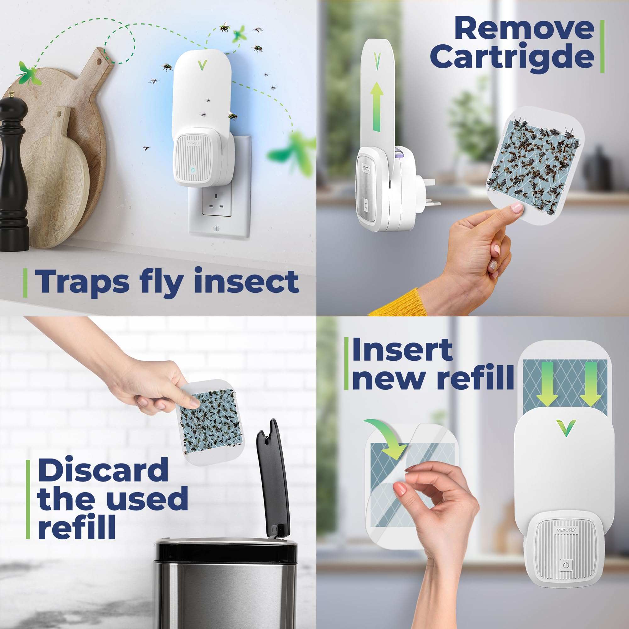 Indoor Fly Trap – Plug-in Gnat & Fruit Fly Killer (4 Pack)