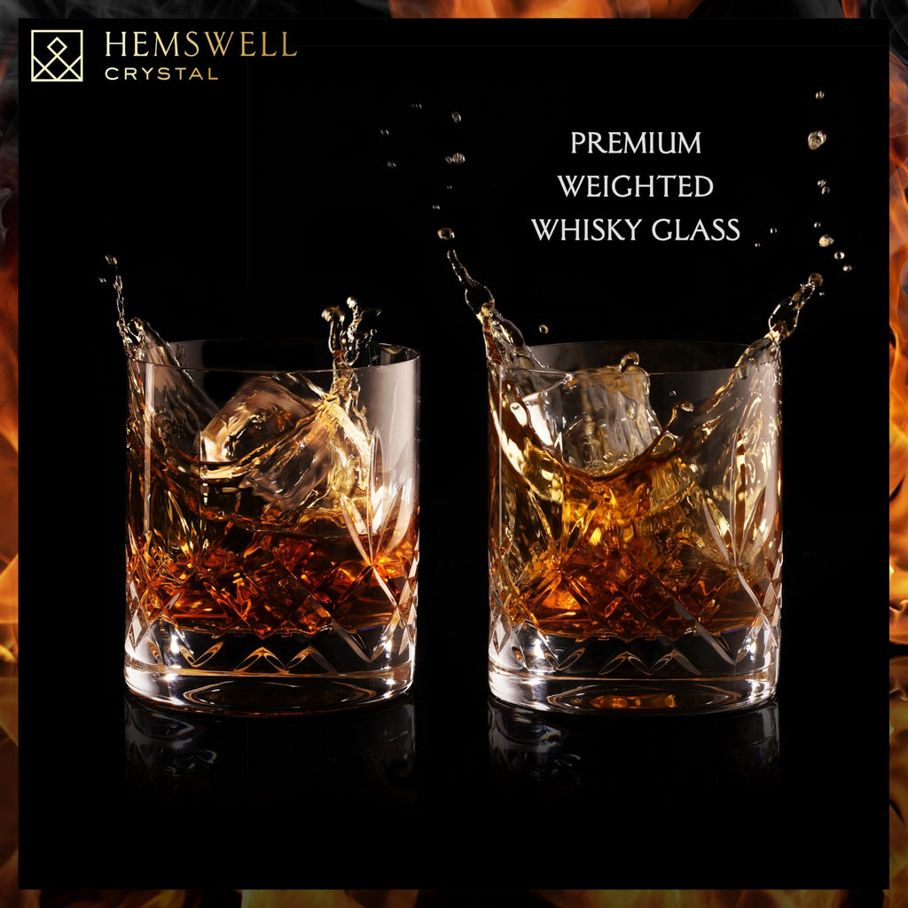 Hemswell Crystal Whisky Glasses Set of 2 | 310ml Hand-Cut Glass Tumblers