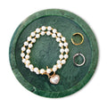 WORHE Natural Green Marble Jewelry Tray | 7.4" Round Vanity Organizer Dish