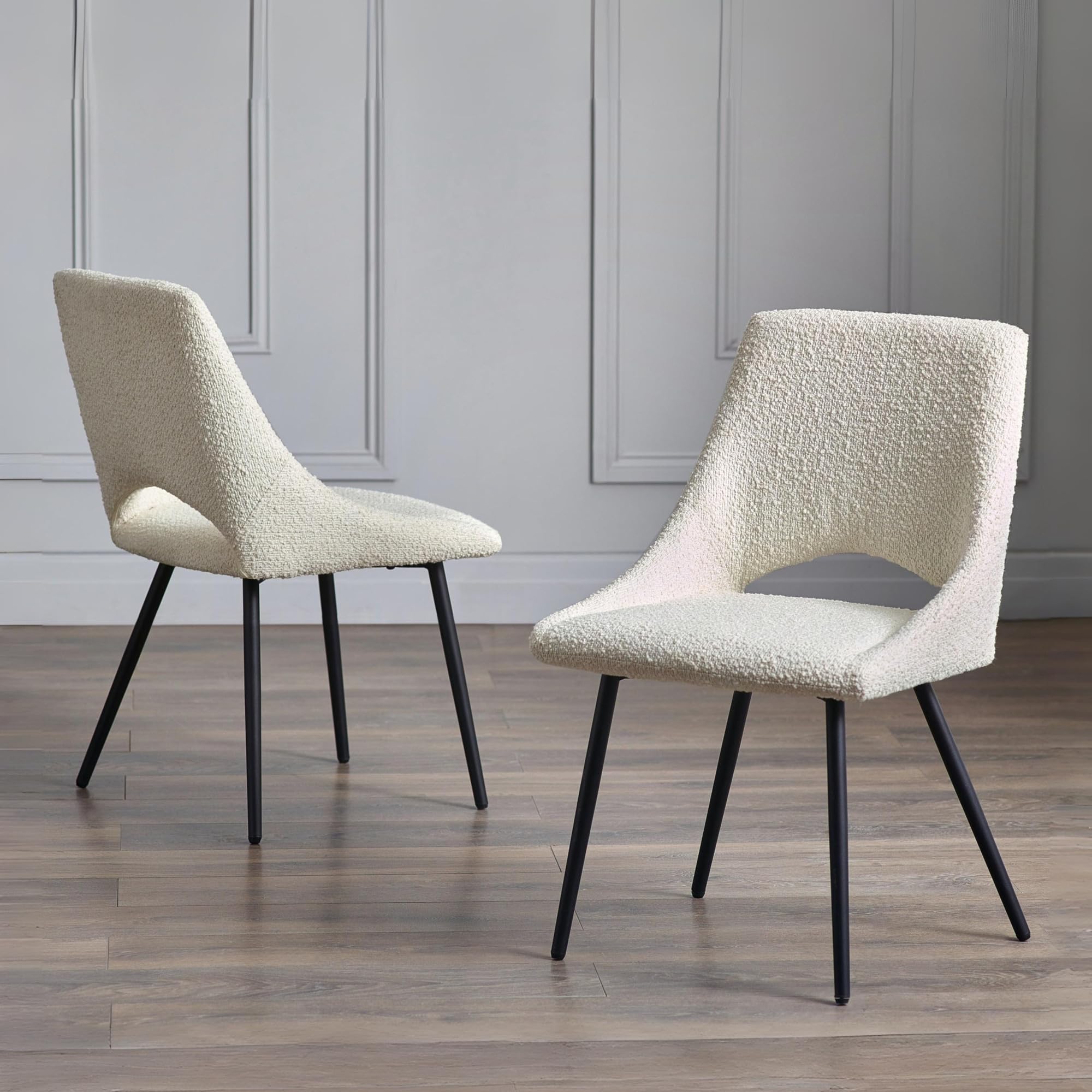 Julian Bowen Iris Ivory Boucle Dining Chairs | Set of 2 Metal Legs
