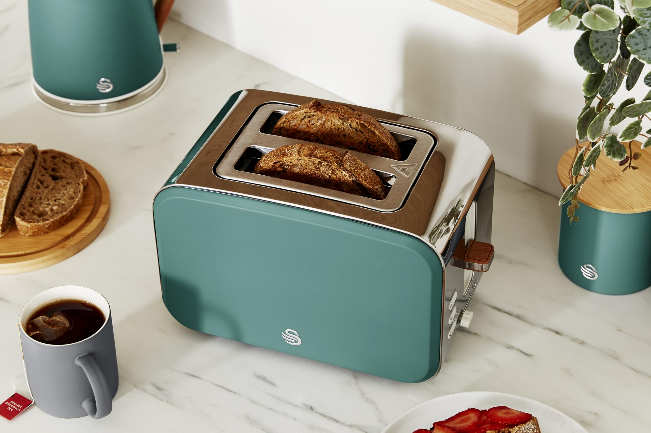Swan Nordic 2-Slice Toaster – 900W with 6 Browning Levels, Green