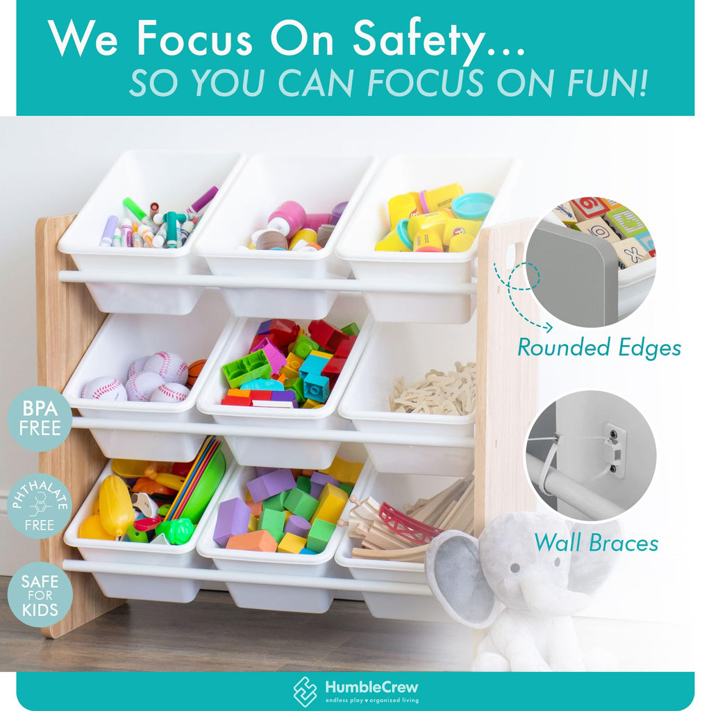 Humble Crew Journey Wooden Toy Storage Organiser | 9 Bins - White
