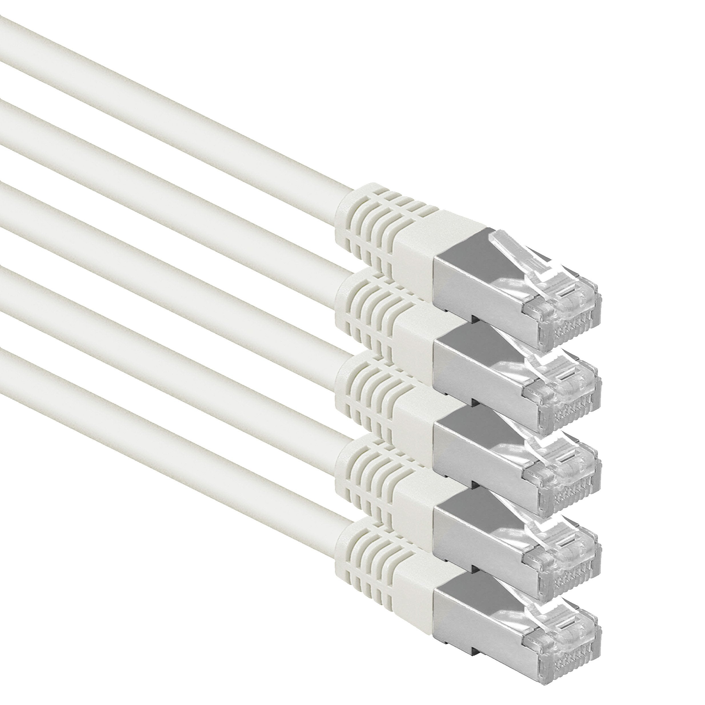 1aTTack.de Cat.6 S-FTP Network Cable – 1m White Copper LAN Patch Cord 5-Pack