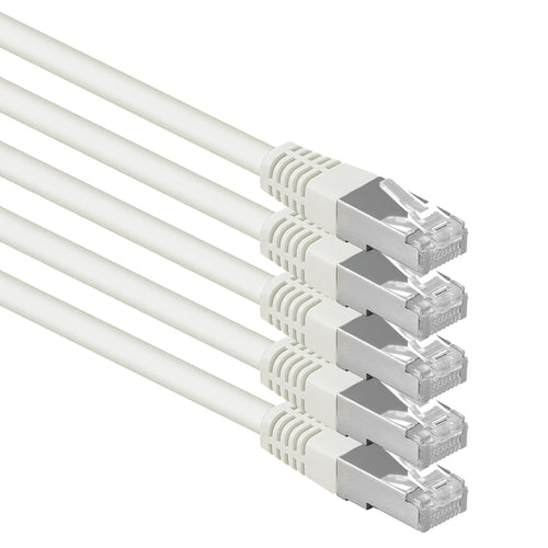 1aTTack.de Cat.6 S-FTP Network Cable – 1m White Copper LAN Patch Cord 5-Pack