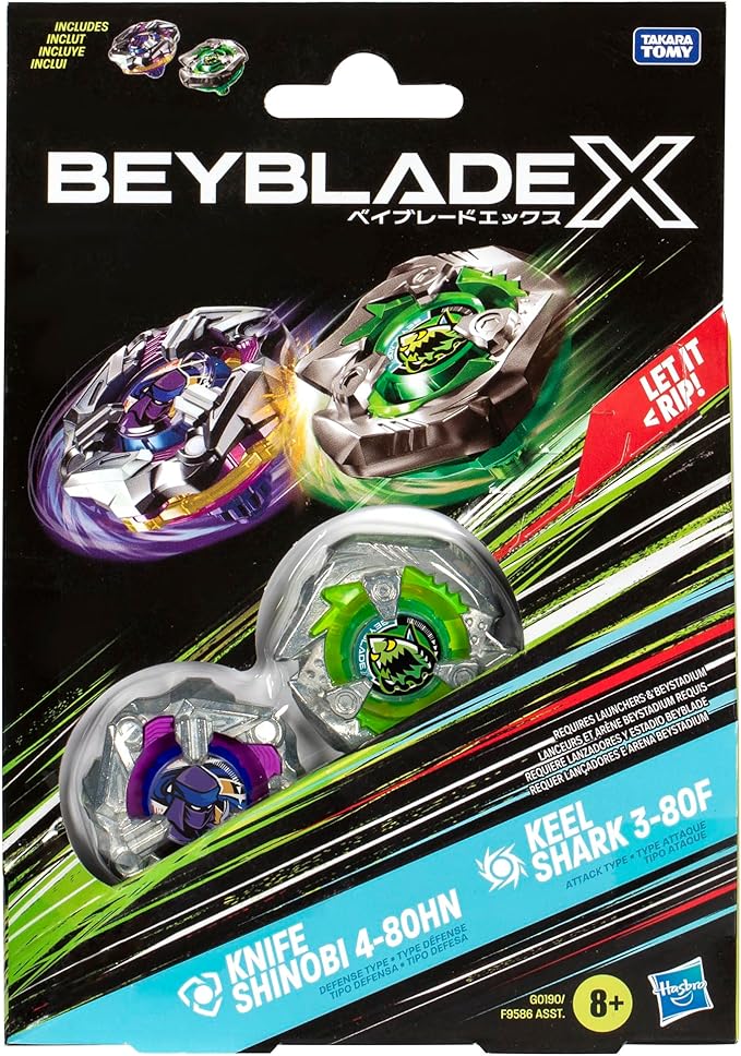 Beyblade X Dual Pack – Knife Shinobi & Keel Shark Spinning Top Set