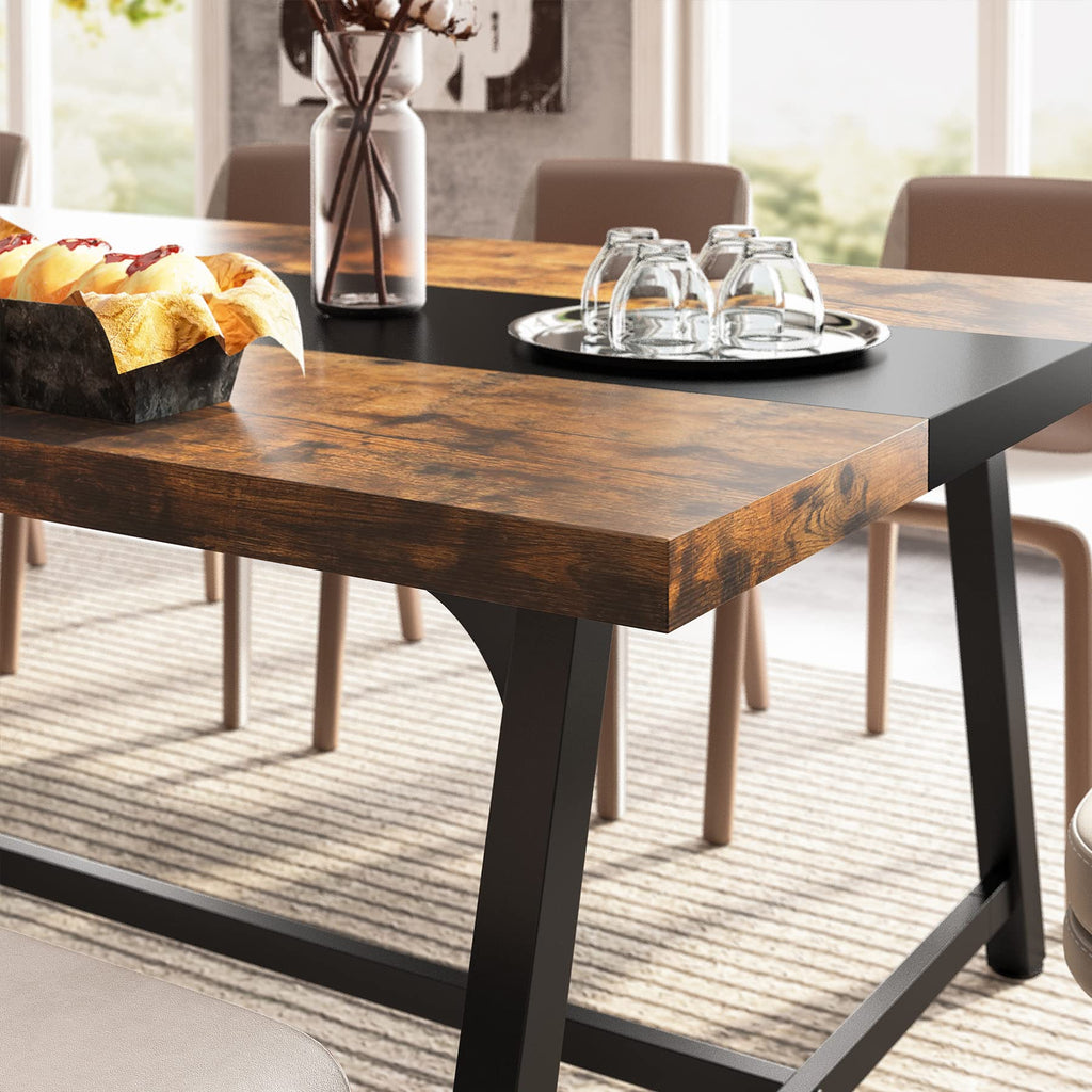 Tribesigns Dining Table for 8 People, 70.87-inch Rectangular Wood Kitchen Table with Strong Metal Frame - image 5