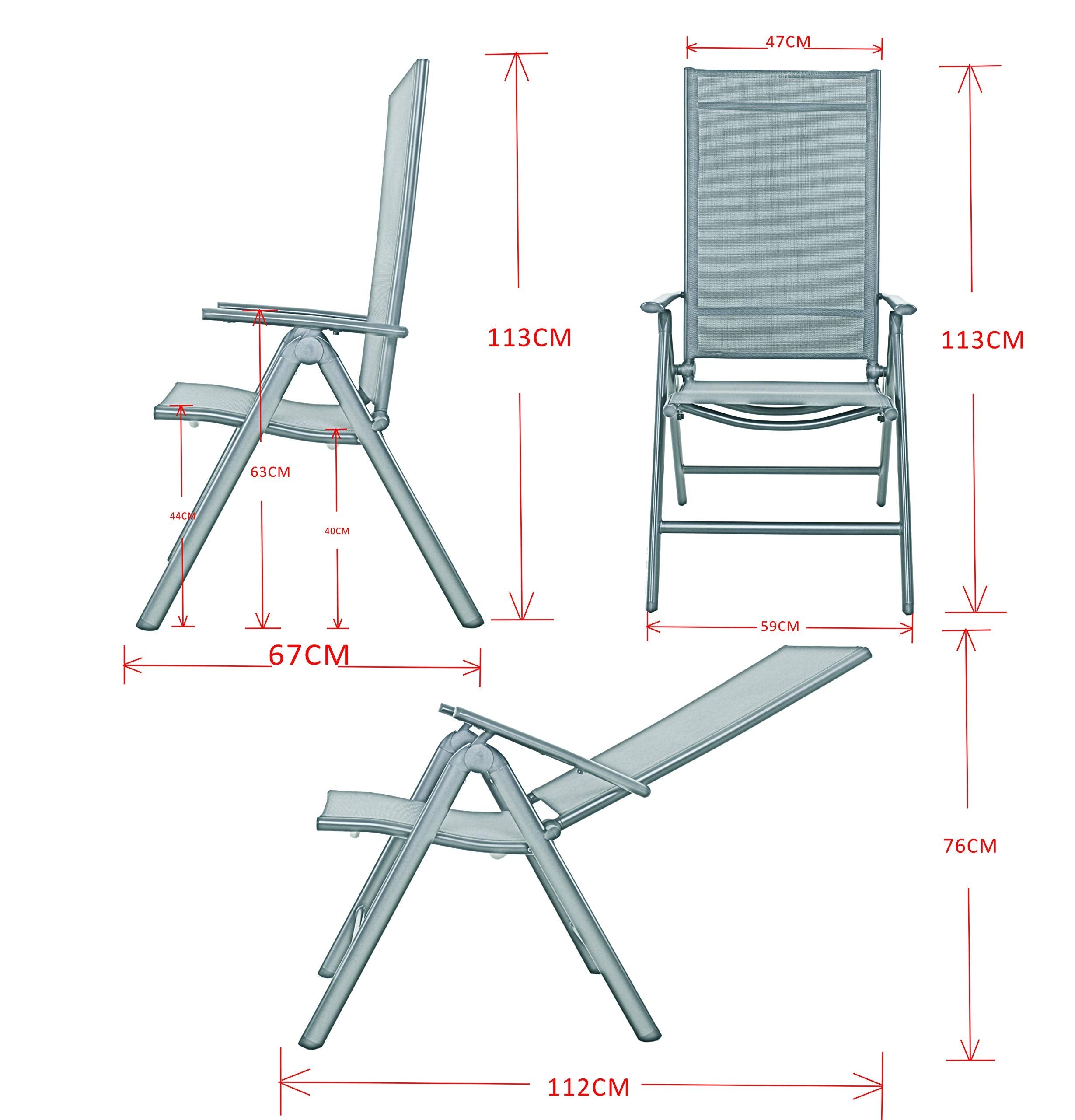 Chicreat 80510 High-Back Folding Camping Chair | Adjustable Aluminium