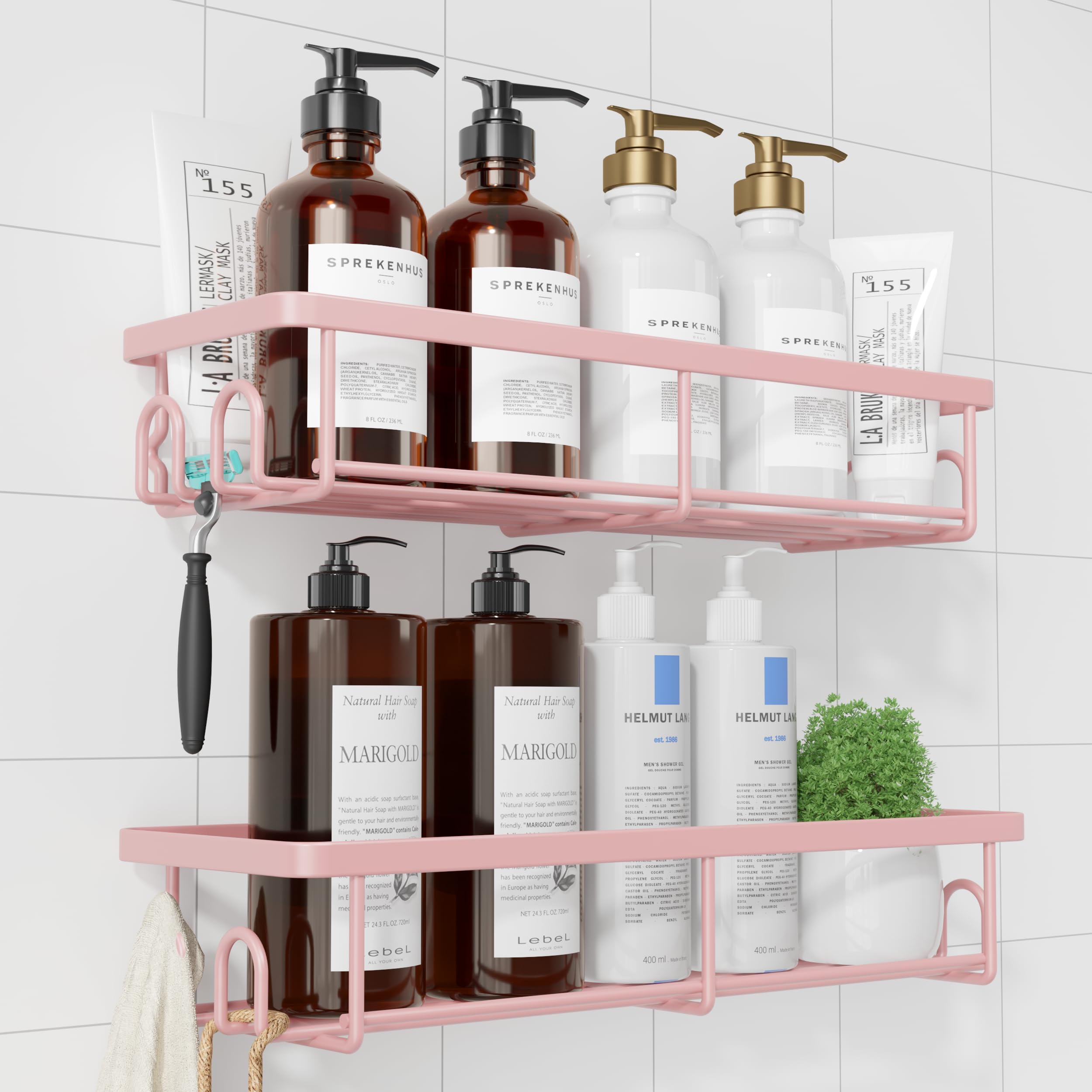 Kitsure 2-Pack Rustproof Shower Caddy – Adhesive Stainless Steel Shelves