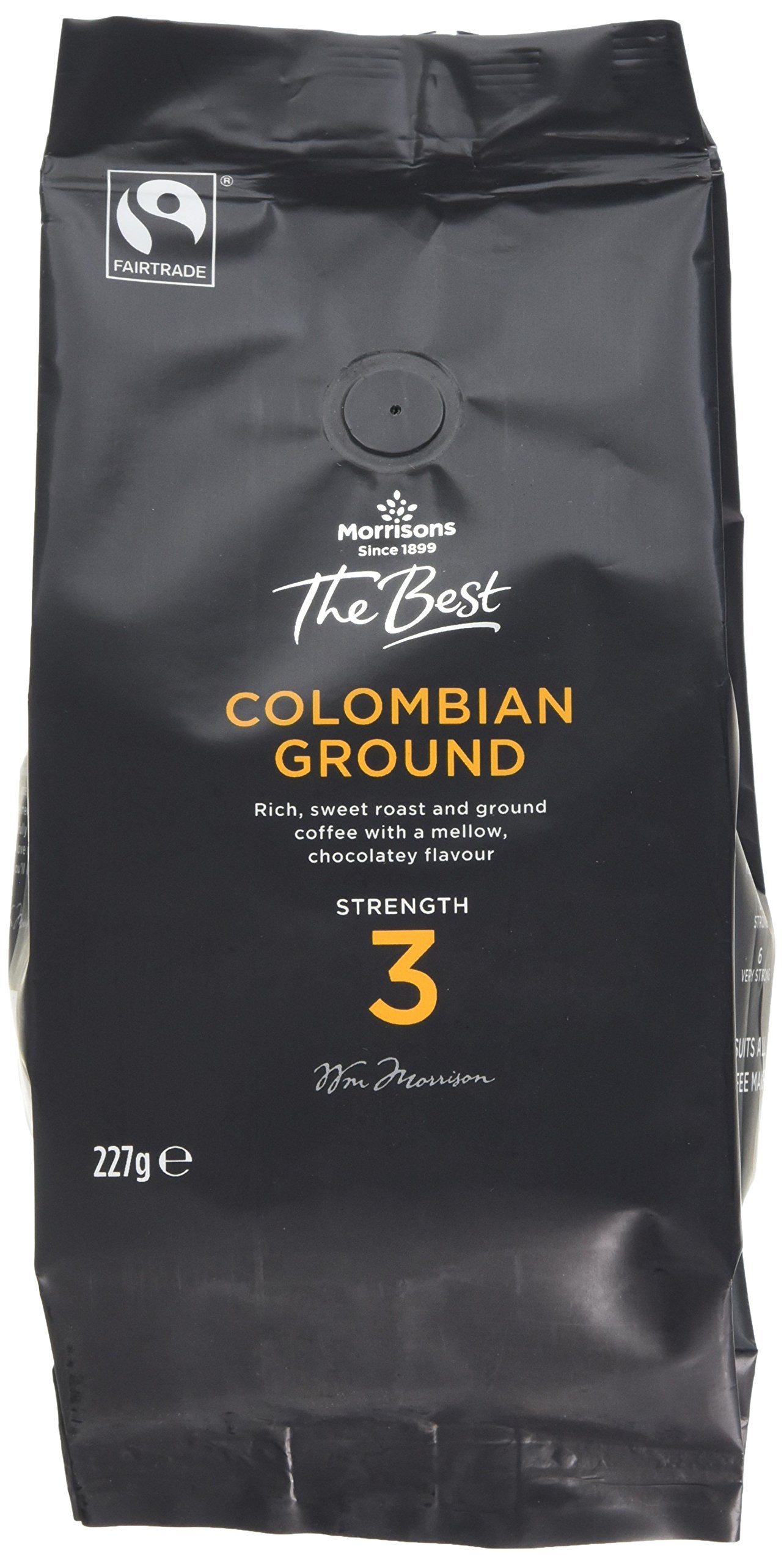 Morrisons Colombian Ground Coffee – Medium Roast Fairtrade, 227g (6 Pack)