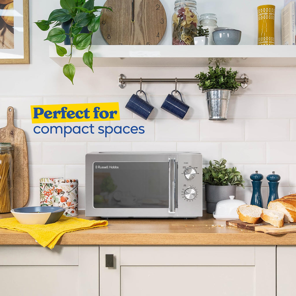 Russell Hobbs 20L Solo Microwave | 800W Stainless Steel Compact Design