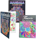 Pobuu 3-Pack Adult Coloring Books | Spiral Bound Mandalas & Animals