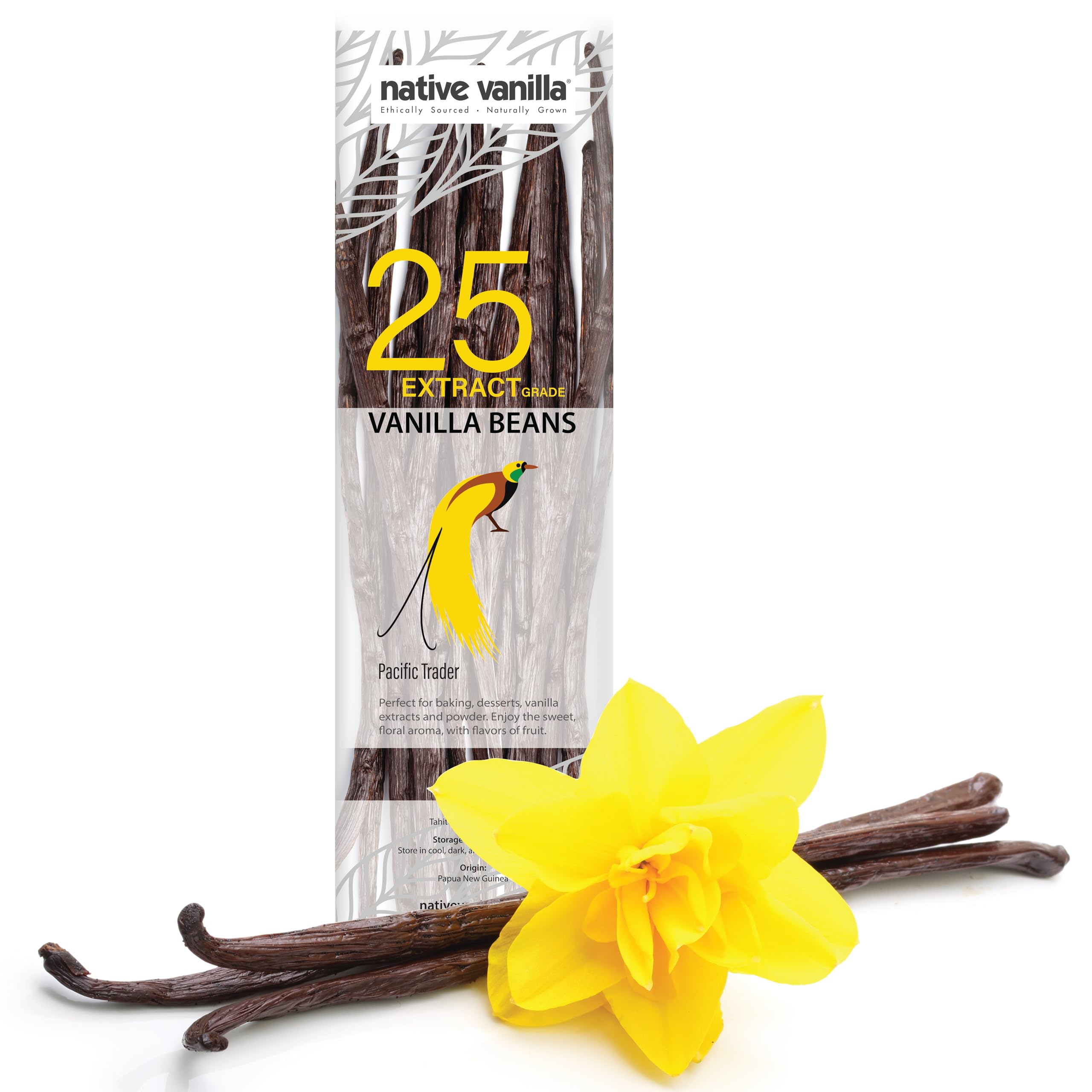 Native Vanilla Tahitian Vanilla Beans – Grade B Extract Pods, 25 Count