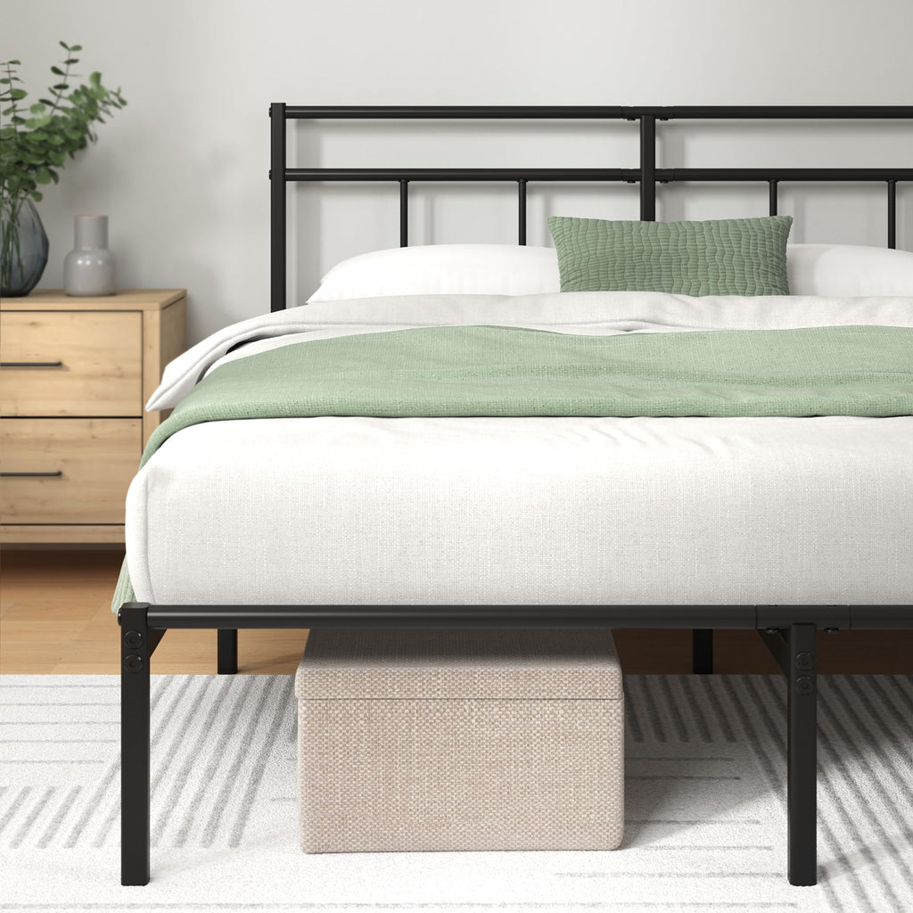 Zinus Elias Double Metal Platform Bed Frame with Headboard | 135x190 cm