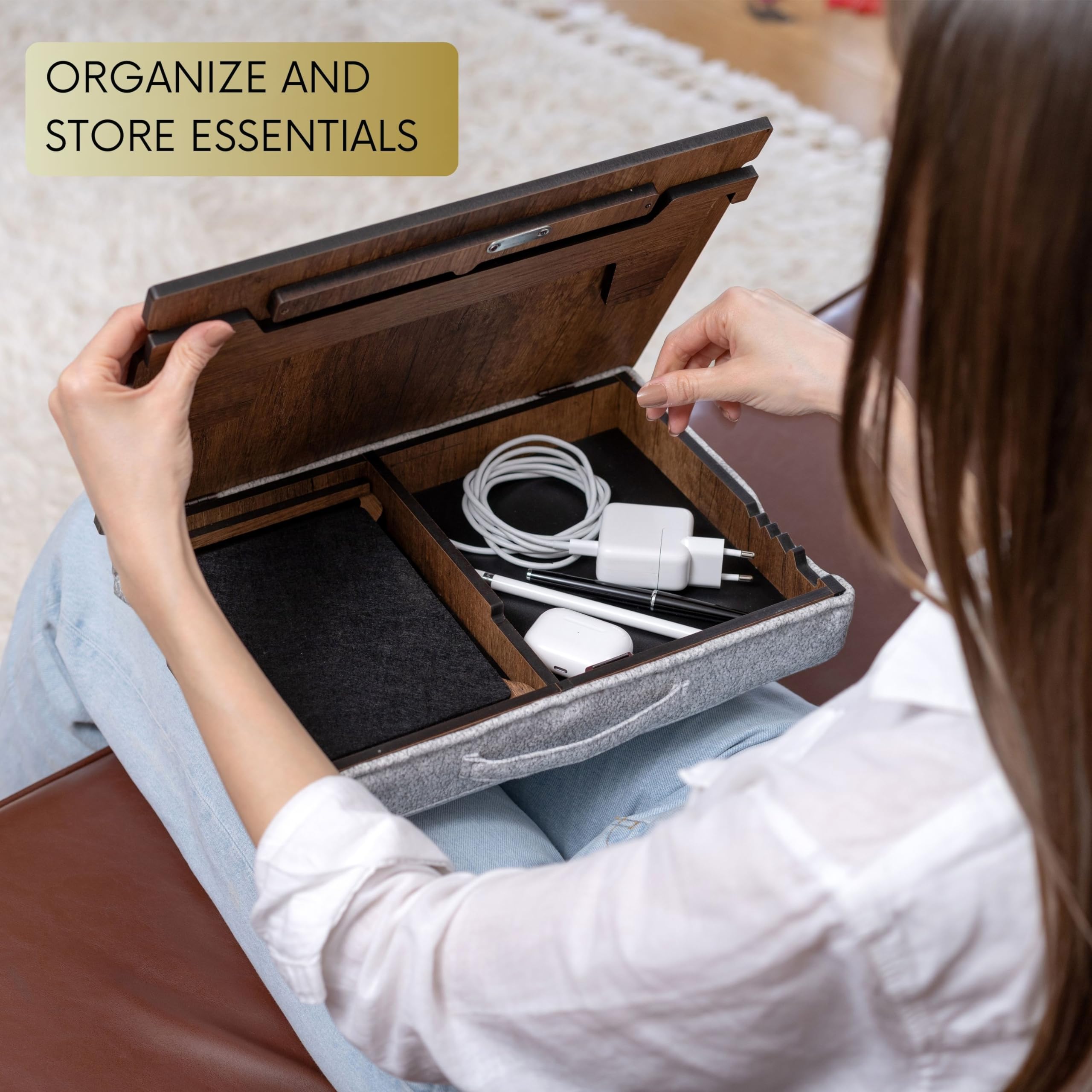 Vigo Wood Laptop Tray – Ergonomic Lap Desk with Mousepad