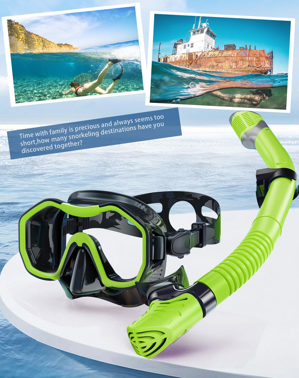 Lealinga 2-Pack Snorkel Set | Anti-Fog Panoramic Mask & Dry Top Snorkel