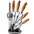 Nuovva 7-Piece Kitchen Knife Set - Stainless Steel with Rotating Block