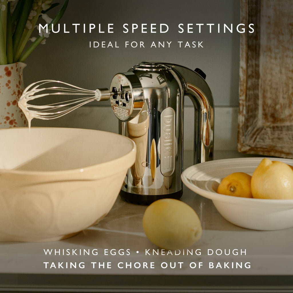 Dualit 400W Hand Mixer in Chrome | 4-Speed with Baking Attachments