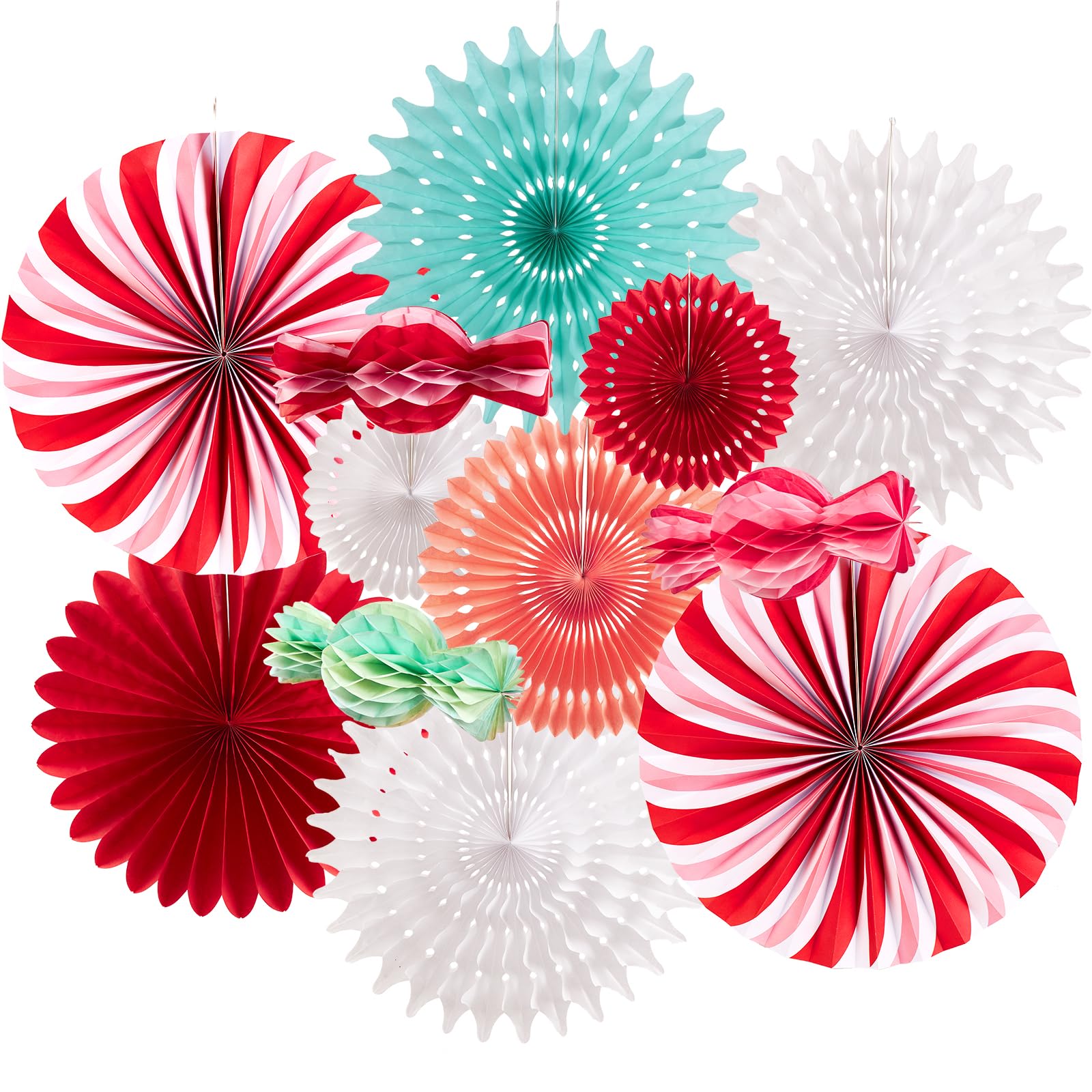 Christmas Paper Fans – Red and Green Hanging Holiday Decor