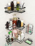HanYun 5-Pack Corner Shower Caddy – Black Stainless Steel Organizer