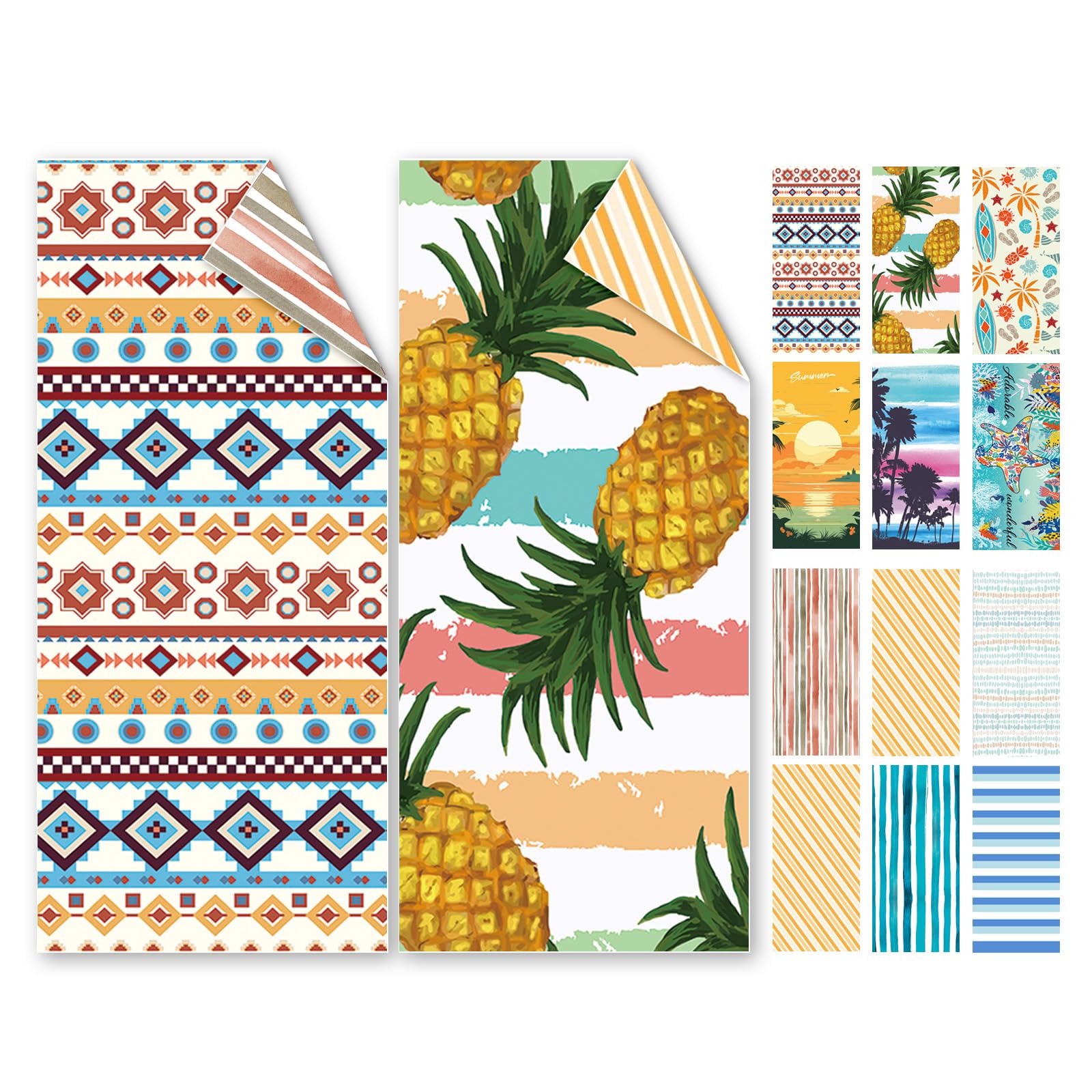 Microfibre Beach Towels - 2 Pack Sand Free Quick Dry 250GSM