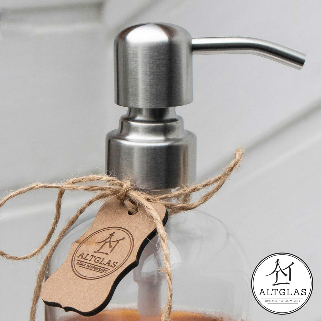 ALTGLAS 2 Pcs Refillable Clear Glass Soap Dispenser 'Sarajevo' 500ml - image 3