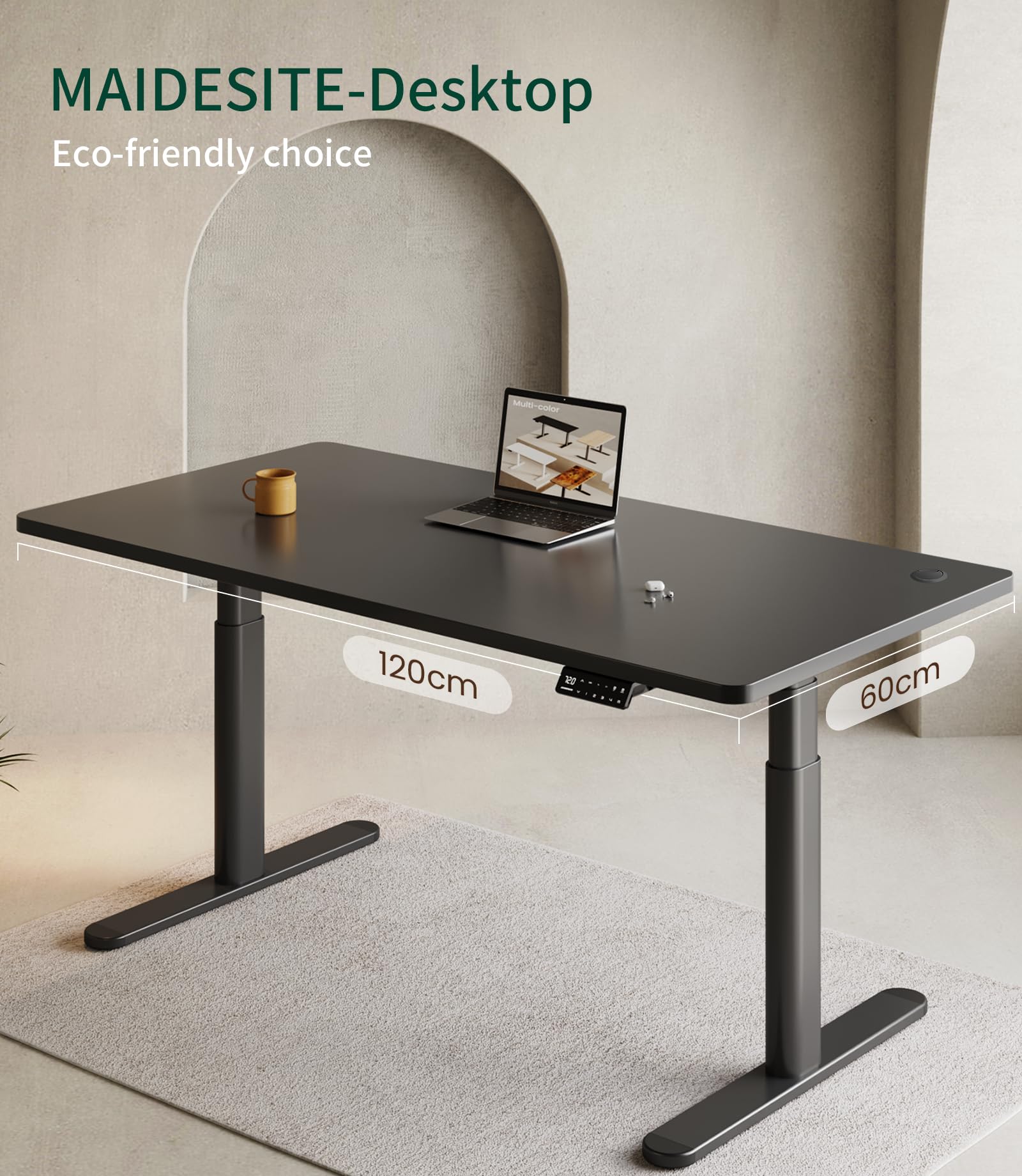 MAIDeSITe Standing Desk Table Top - 120x60x2.5cm Solid Desktop