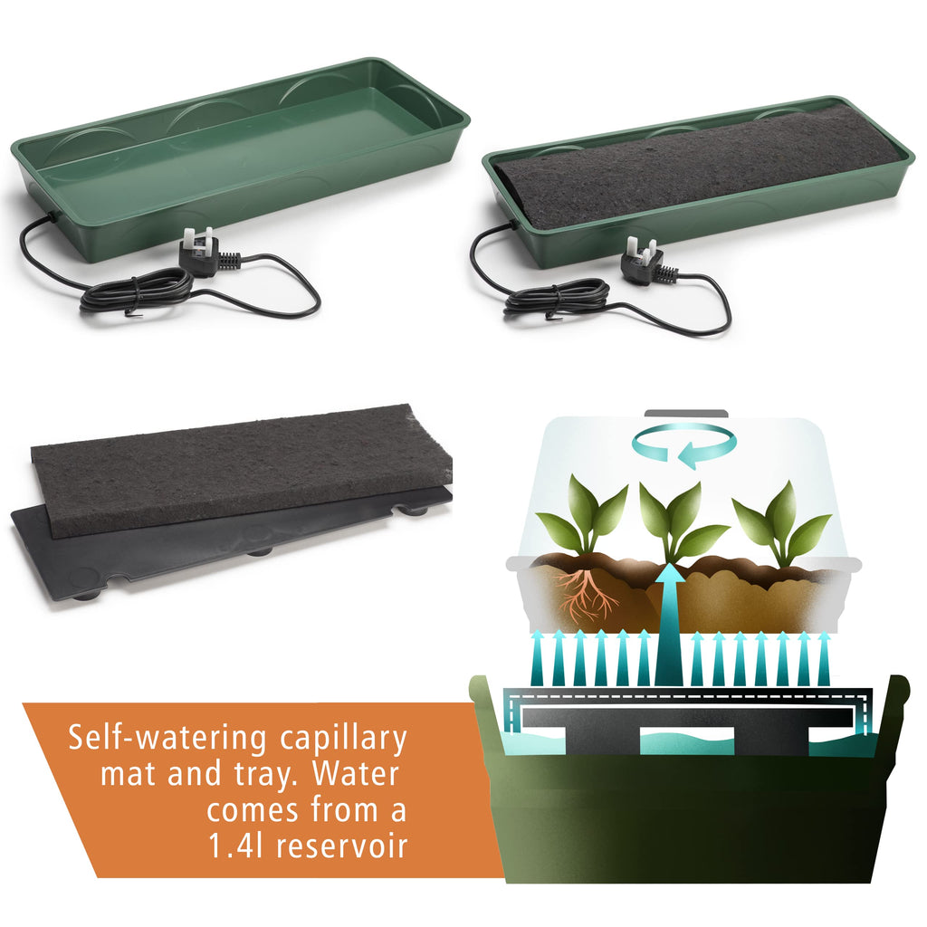 EarlyGrow Heated 3-Bay Windowsill Propagator with Self-Watering Tray