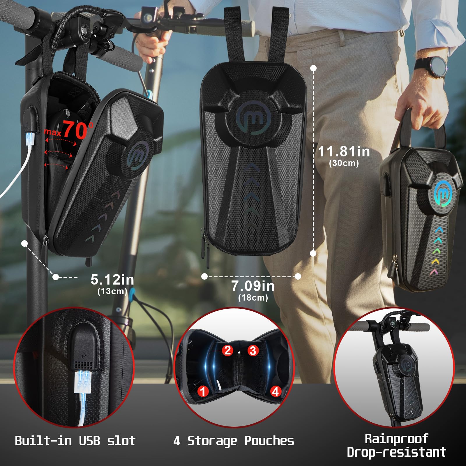 Mezelon Anti-Theft Handcuff Lock for Electric Scooters with Waterproof Bag