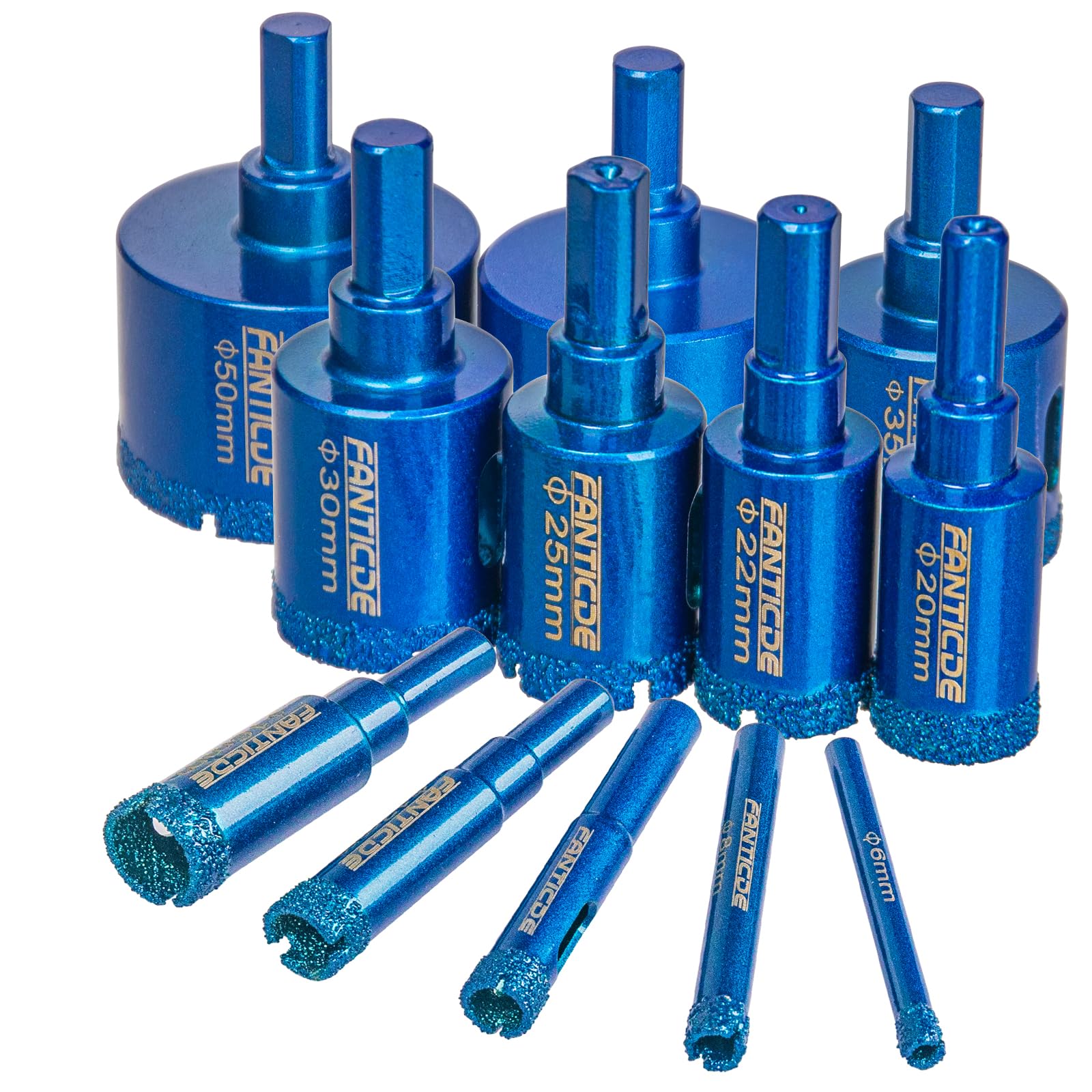 FANTICDE 12PCS Diamond Drill Bit Set | Brazing Hole Saw for Tile & Stone