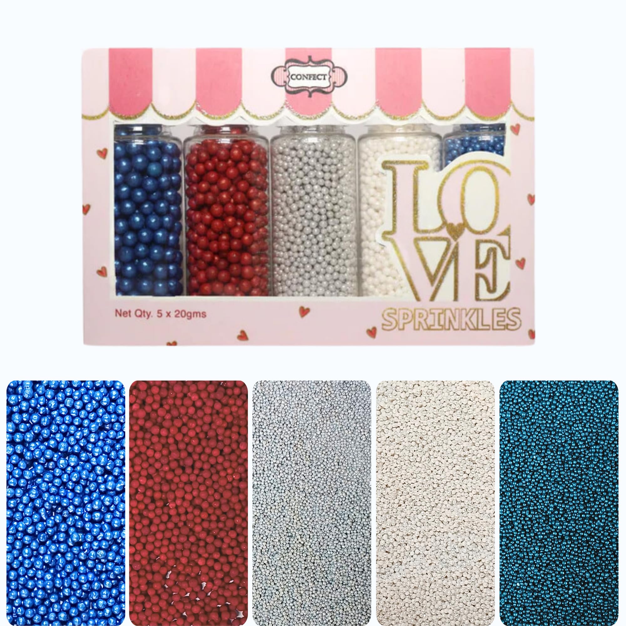 Confect Navy & Red Pearl Dragees – Bake Stable Cake Sprinkles