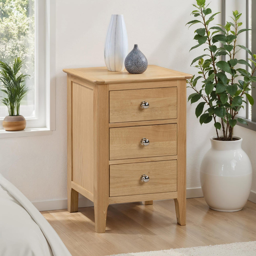 Julian Bowen Cotswold Bedside Table, 3 Drawer, Solid Oak - H65 x W45 cm - image 1