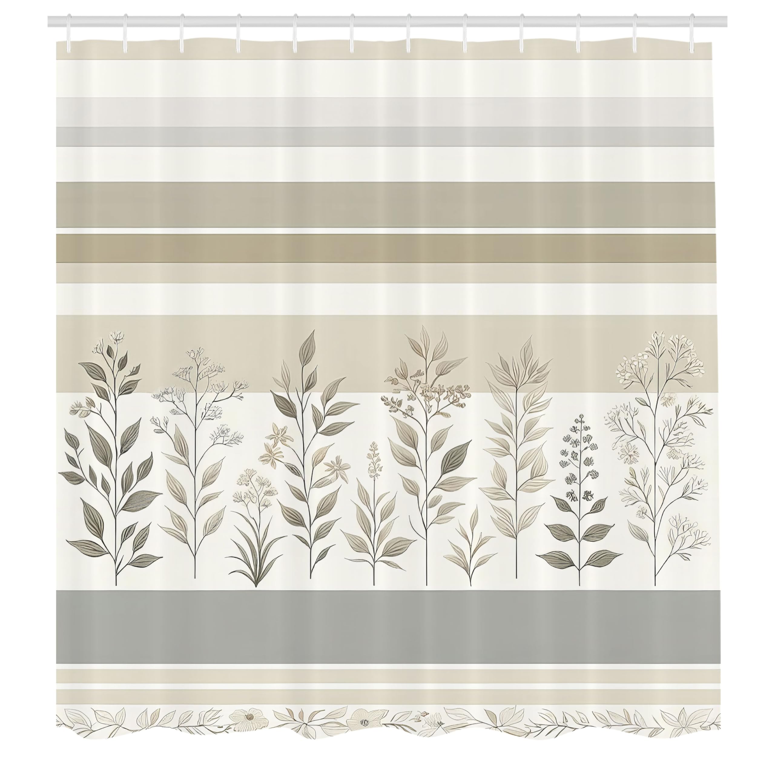 Abakuhaus Fabric Shower Curtain – Modern Boho Striped Waterproof Decor