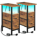LOAKEKEL Narrow Bedside Table Set of 2, Slim Side Table for Bedroom