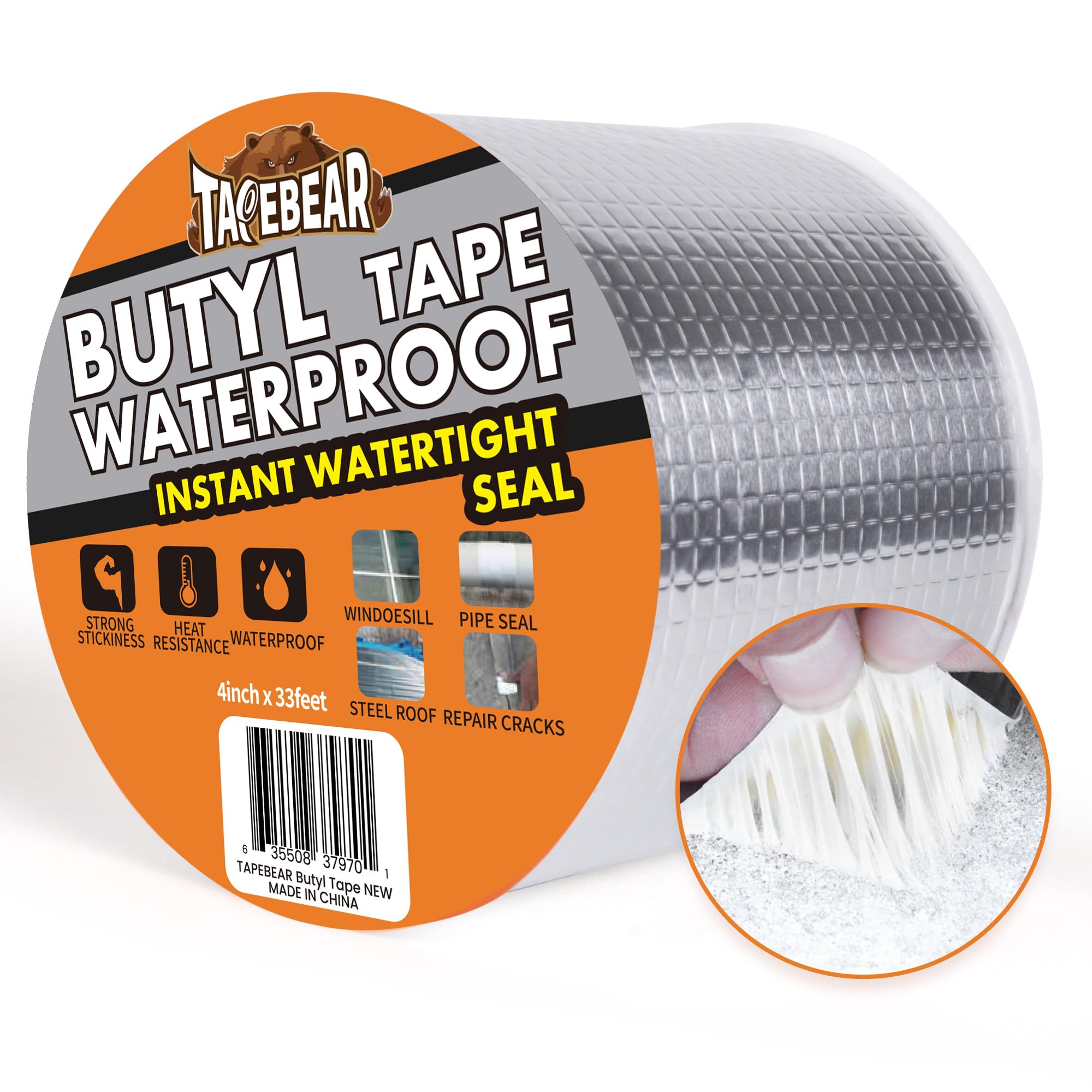 TAPEBEAR Butyl Waterproof Sealant Tape – Aluminum Foil RV Roof Repair
