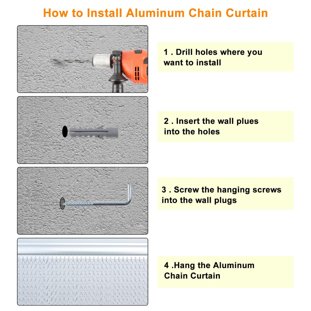 Chawniao Aluminium Chain Door Curtain – 90x210cm Metal Fly Screen