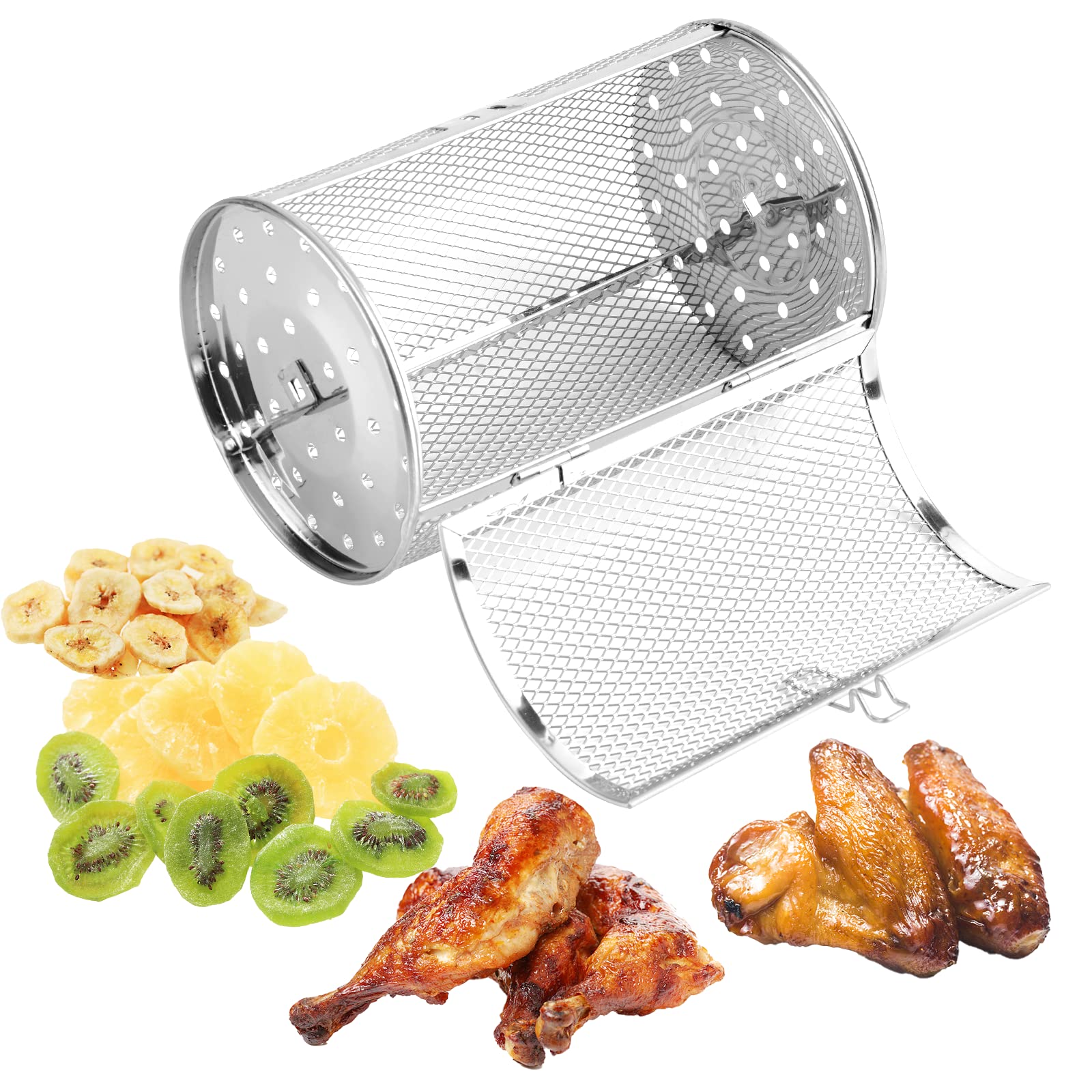 Tower Rotisserie Basket – Stainless Steel Rotating Grill Drum
