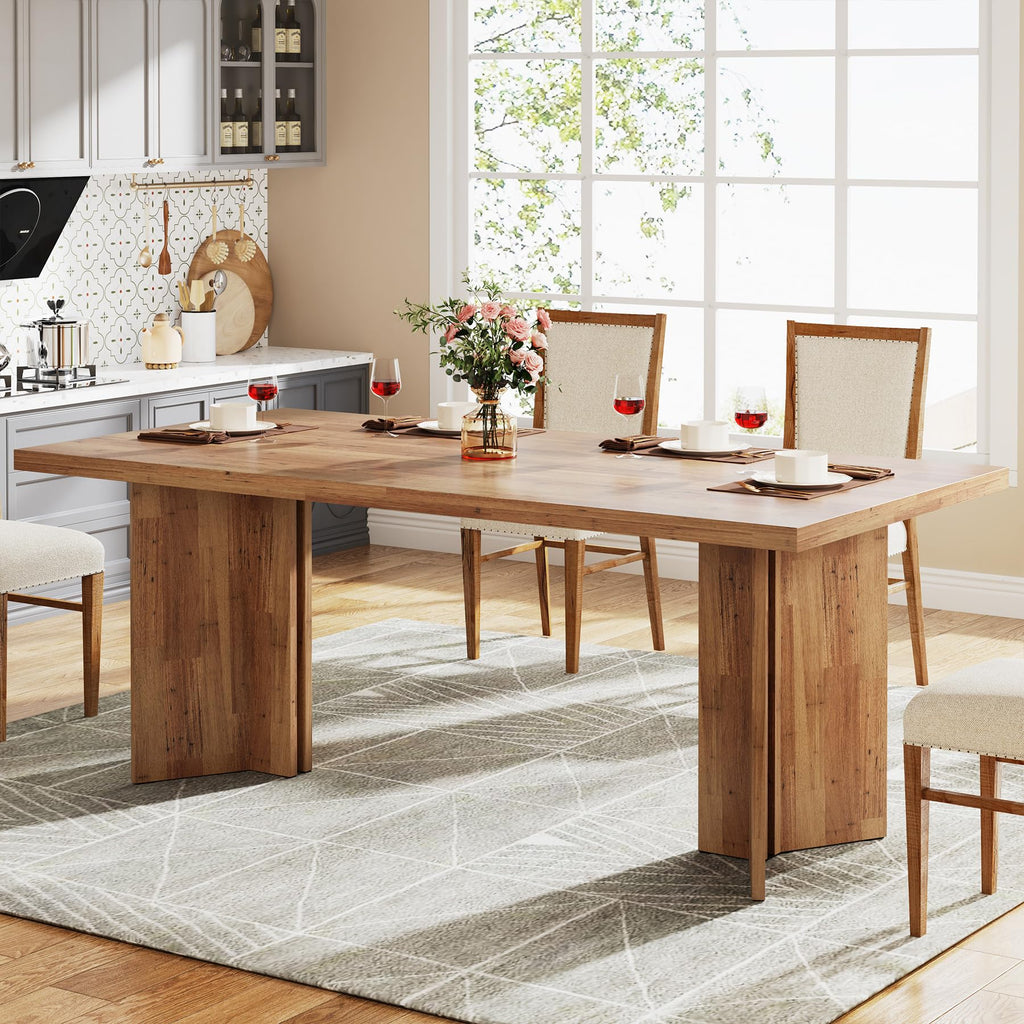 Tribesigns 63-inch Dining Table for 4-6, Farmhouse Kitchen Table with Large Tabletop, Rectangular Dinner Eating Table for Dining Room, Living Room - image 1
