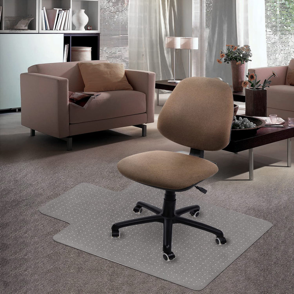 Kuyal Carpet Chair Mat | 48" x 36" Clear Studded PVC Floor Protector with Lip