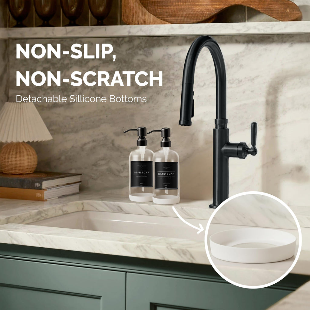 Vine Creations Glass Soap Dispenser, 2 Pack Kitchen Soap Dispenser Set with Stainless Steel Pump - image 3