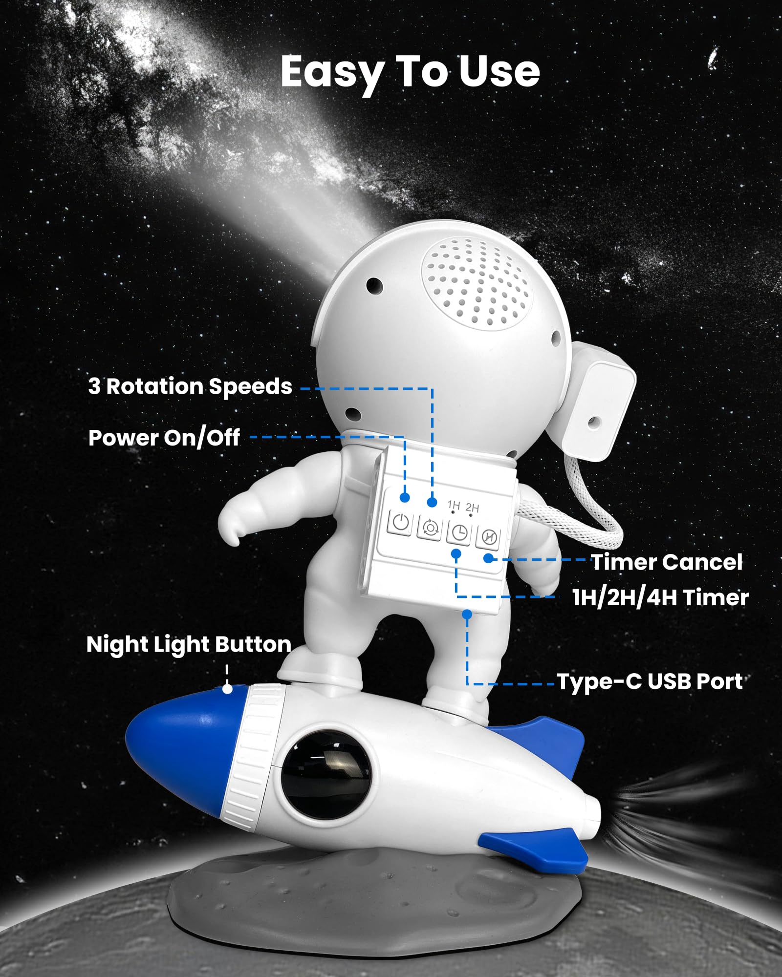 MERTTURM Astronaut Galaxy Planetarium Projector | 13 HD Film Discs