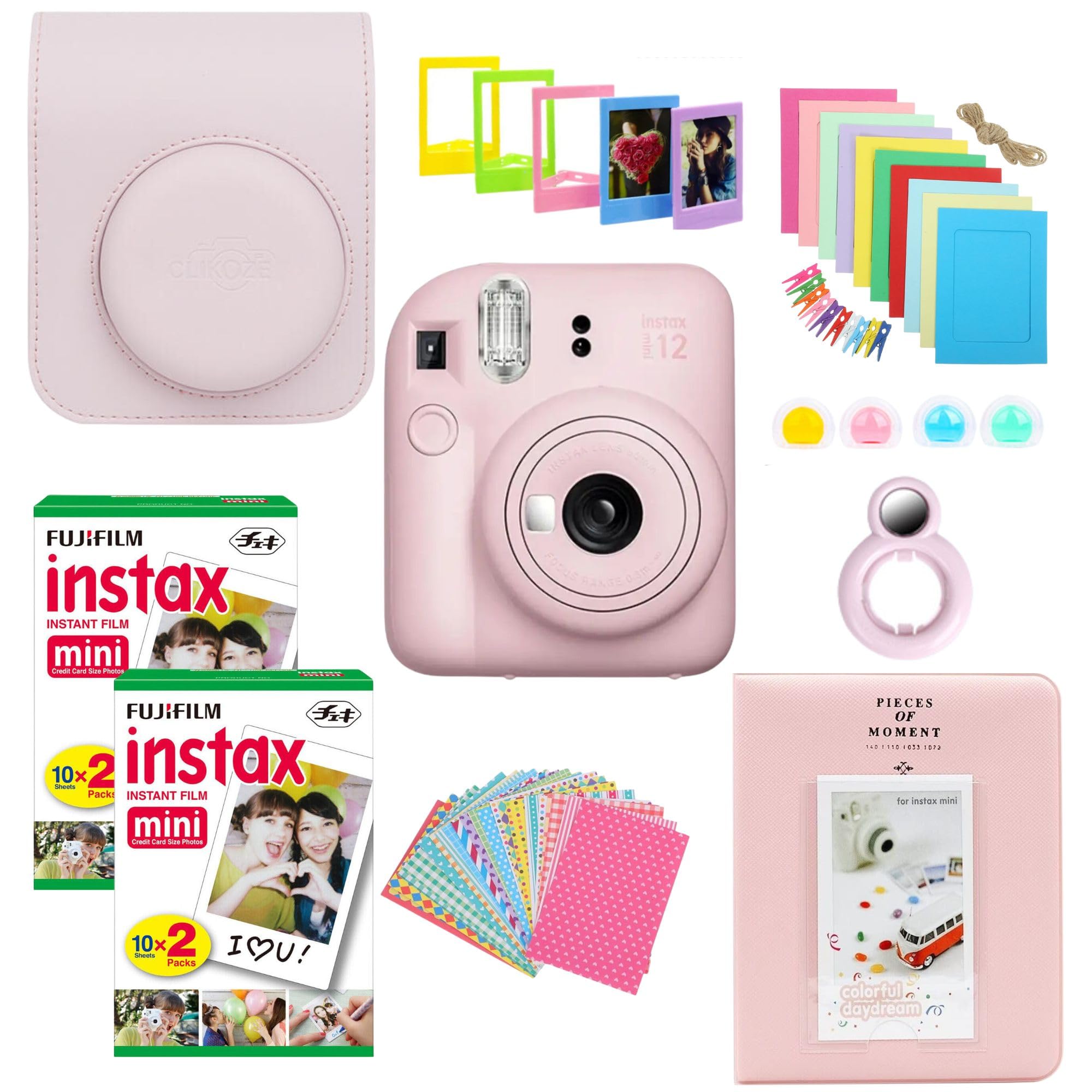 Fujifilm Instax Mini 12 Camera Bundle – Blossom Pink with 40 Film Shots