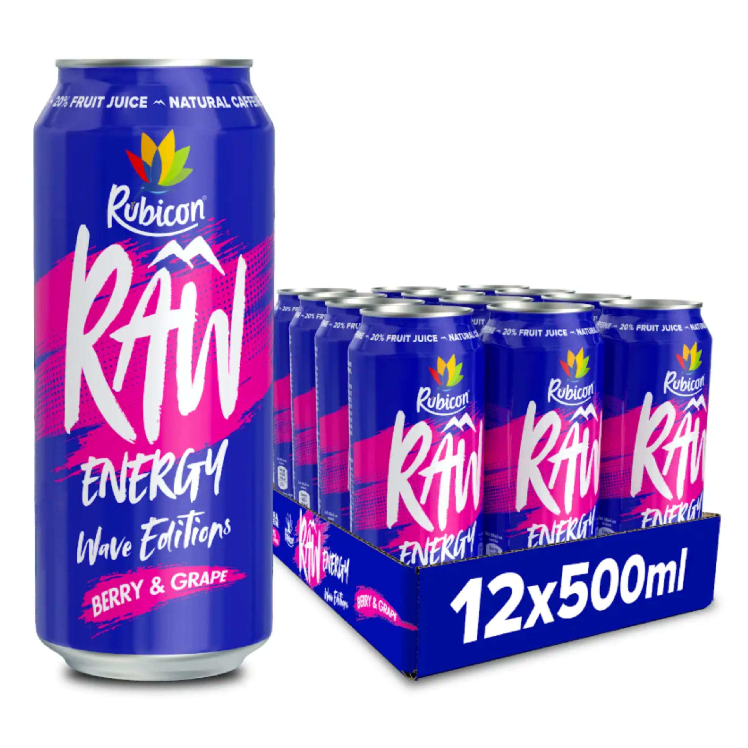 Rubicon RAW Berry & Grape Energy Drink - 12 Pack with 20% Fruit Juice