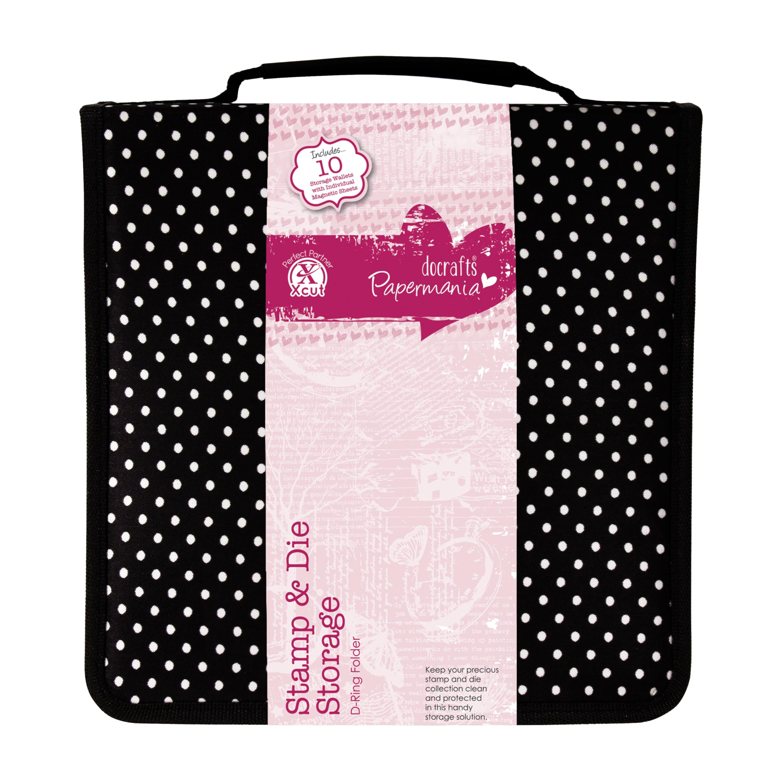 Papermania Stamp & Die Storage Case | Polka Dot Organizer with 10 Pockets