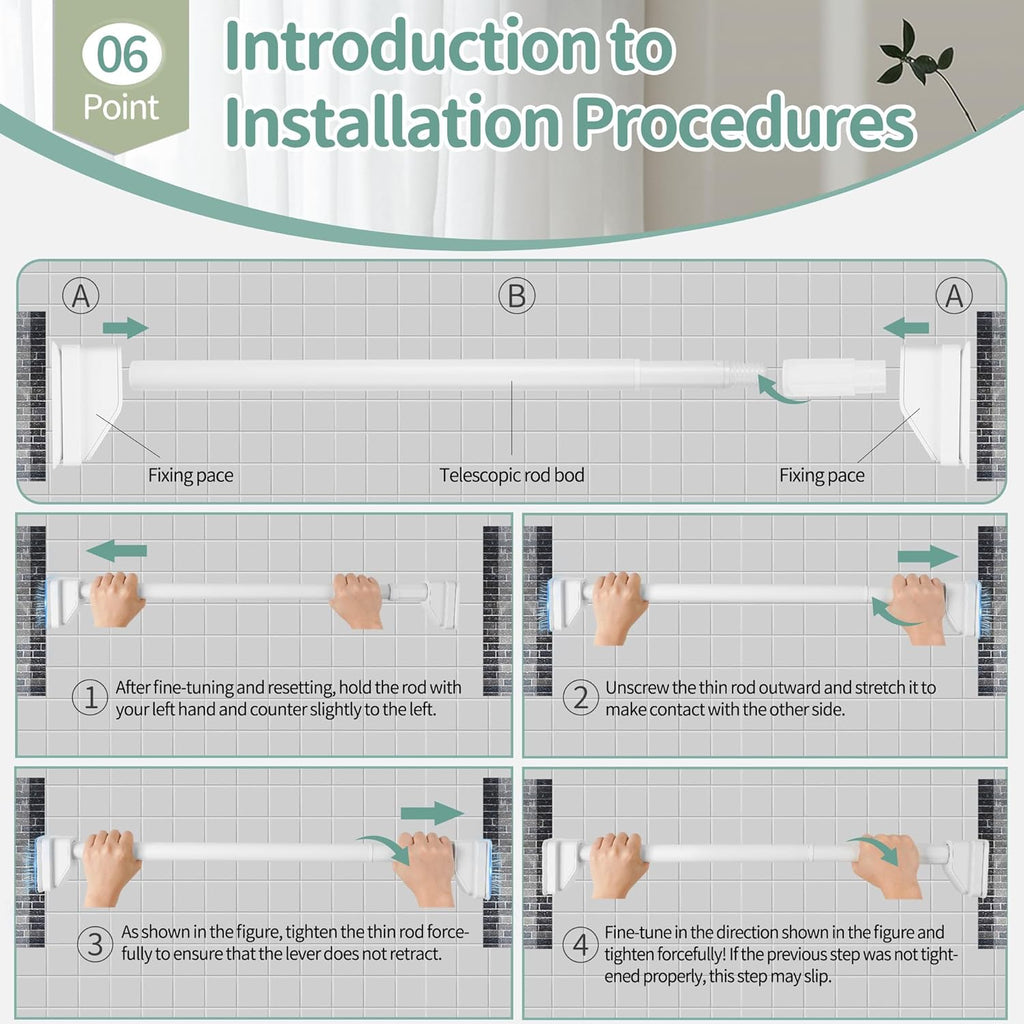 JICUIGE Heavy Duty Tension Shower Curtain Rod | 120-200cm | 33mm
