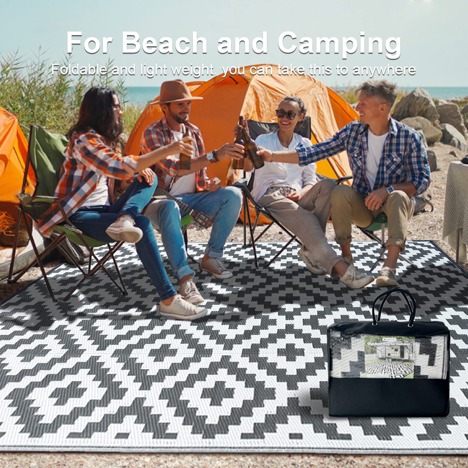 CHOSHOME Outdoor Rug – 120x180cm Reversible Waterproof Garden Carpet