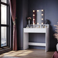 ELEGANT Vanity Makeup Desk with Hollywood LED Mirror and 2 Drawers