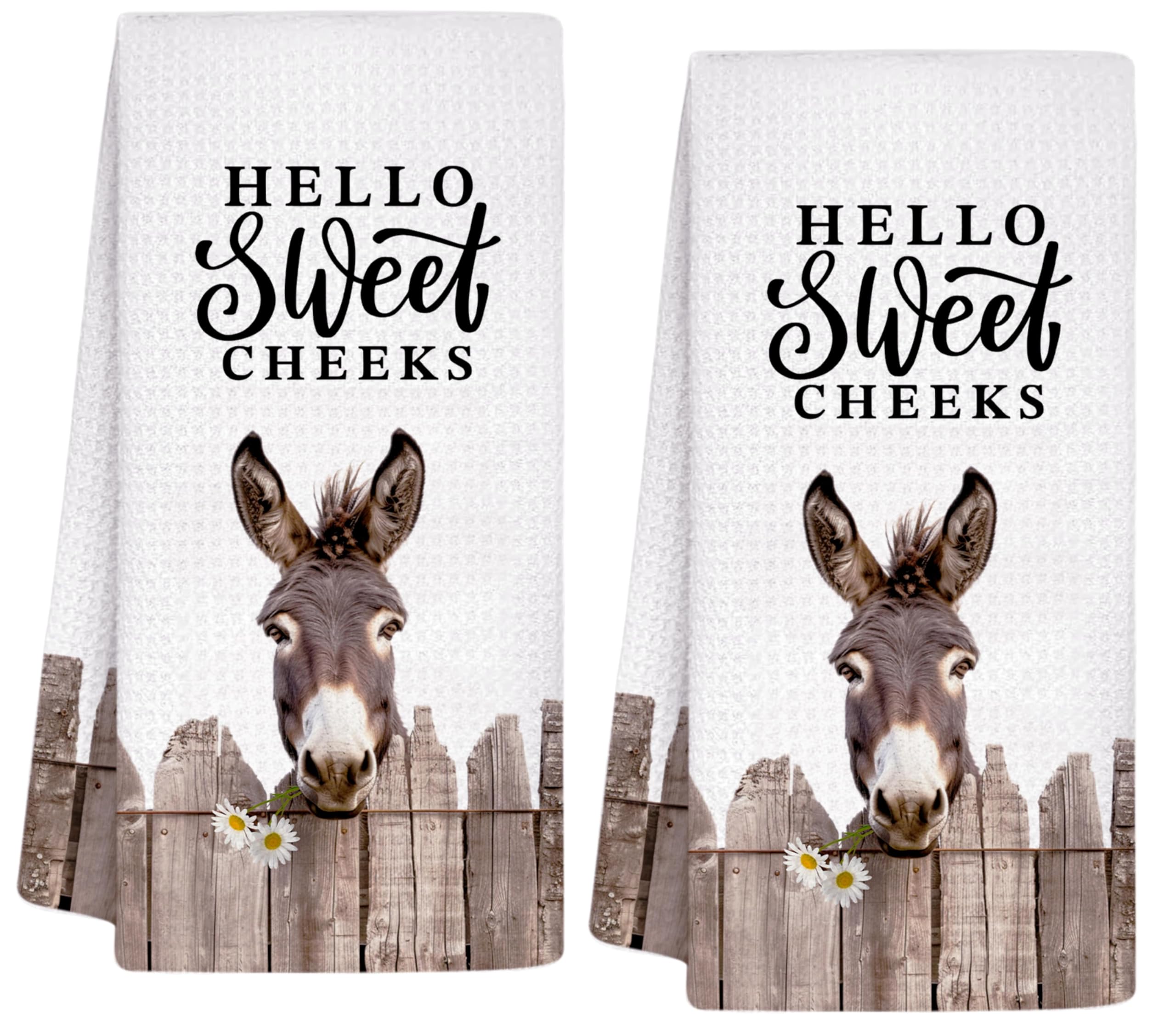 INNObeta Funny Donkey Kitchen Towels – 2 Pack Waffle Weave Microfiber