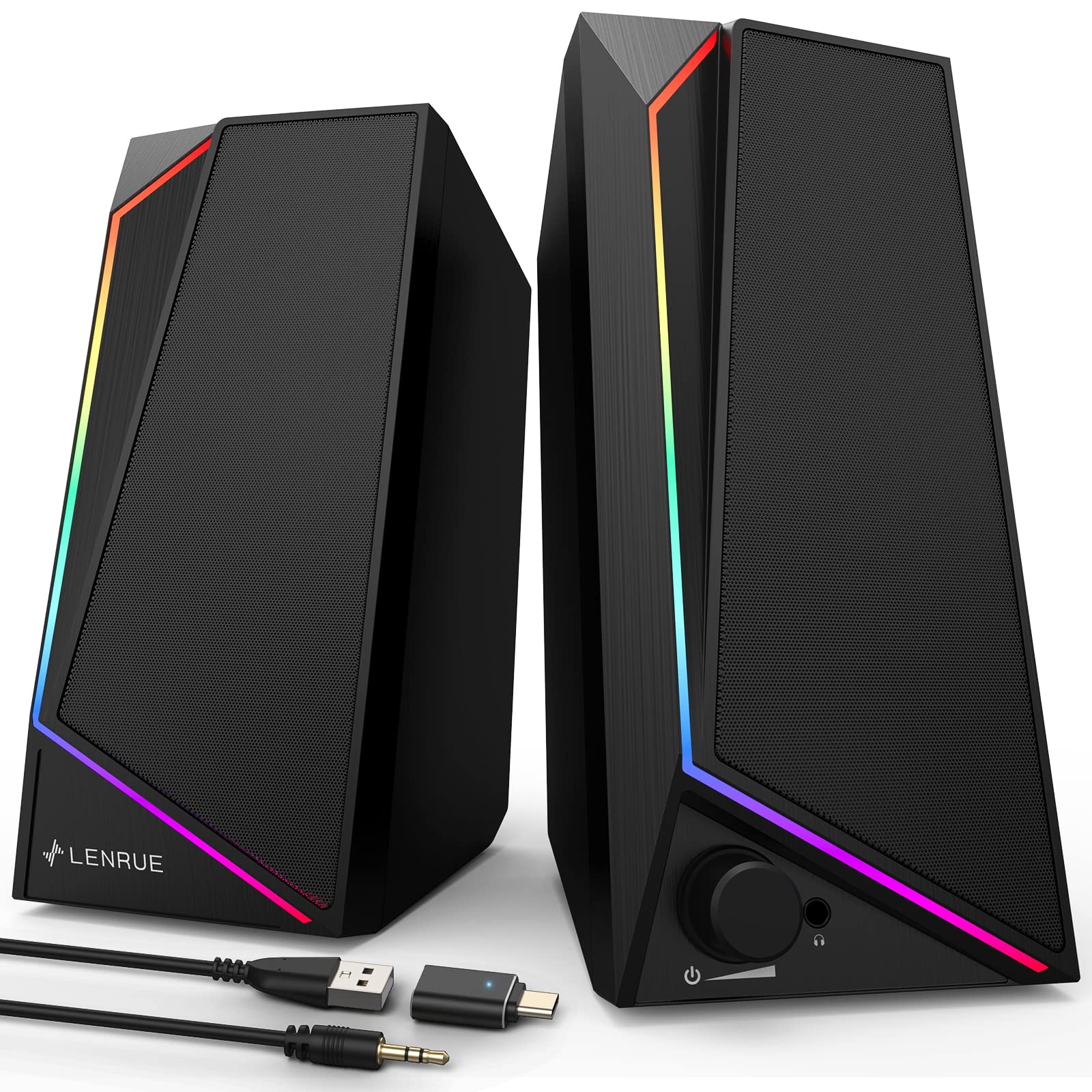 LENRUE USB Powered PC Speakers | Stereo Sound for Desktop & Laptop