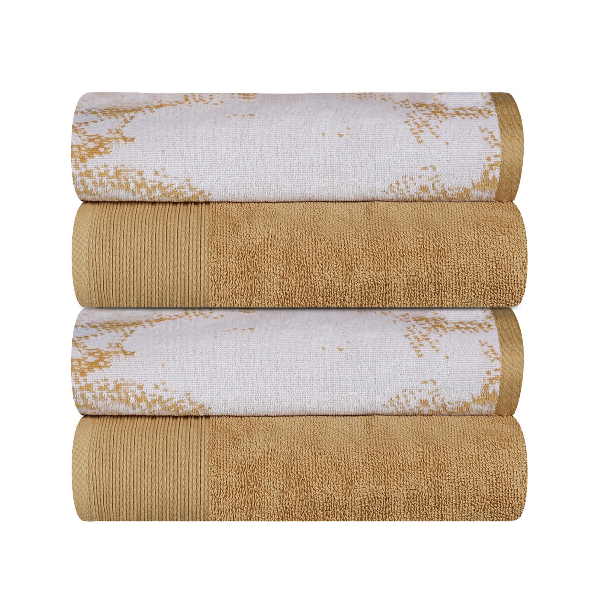 Jolof Store Cotton Bath Towel Set of 4 – Highly Absorbent Marble Design