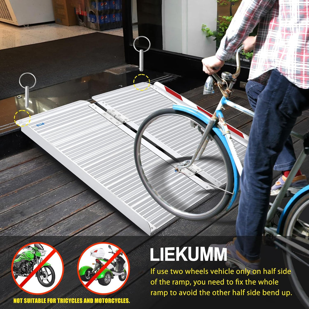 LIEKUMM 121cm Folding Wheelchair Ramp | 300kg Portable Aluminium